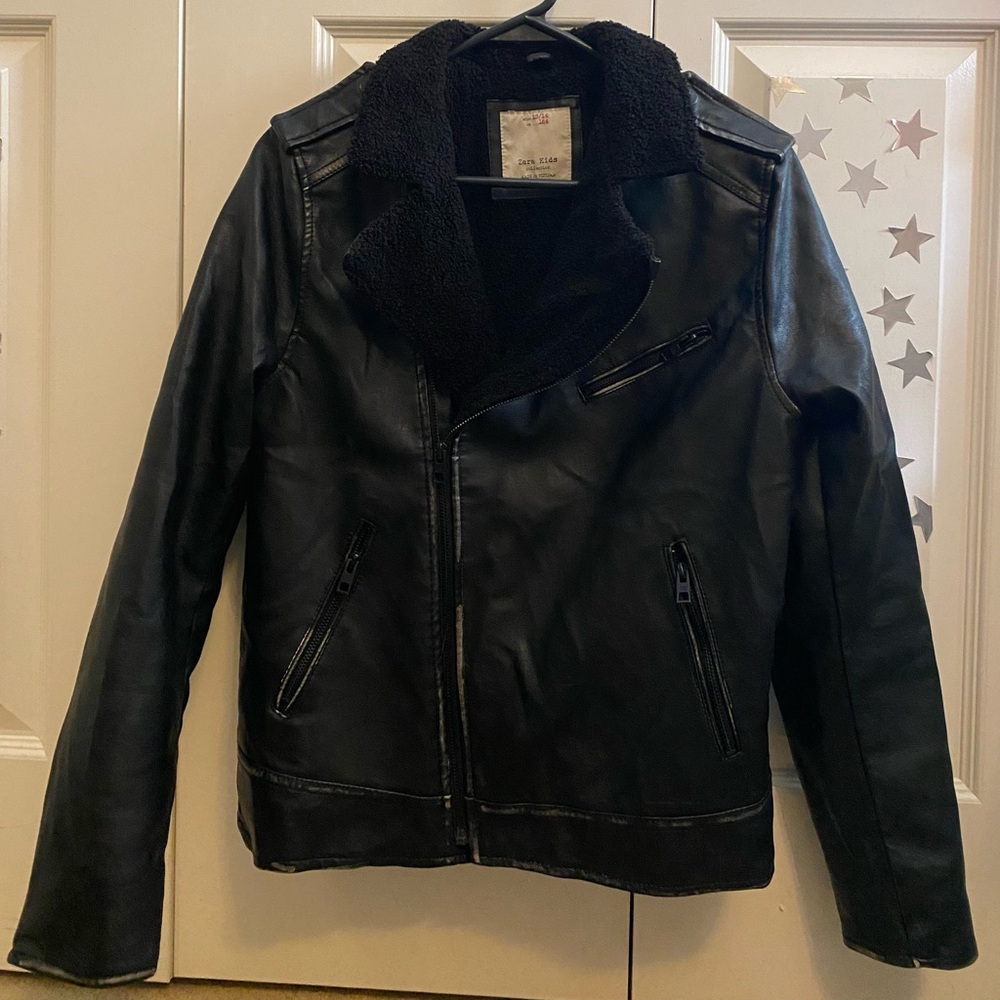 Black Distressed Leather Jacket